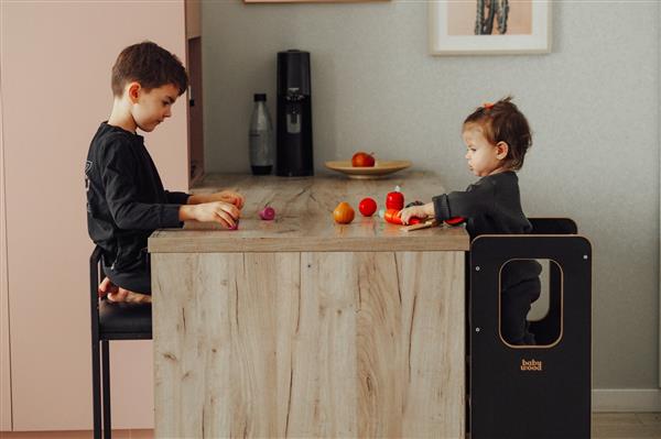 Grote foto kitchen helper slim babywood black black kinderen en baby overige