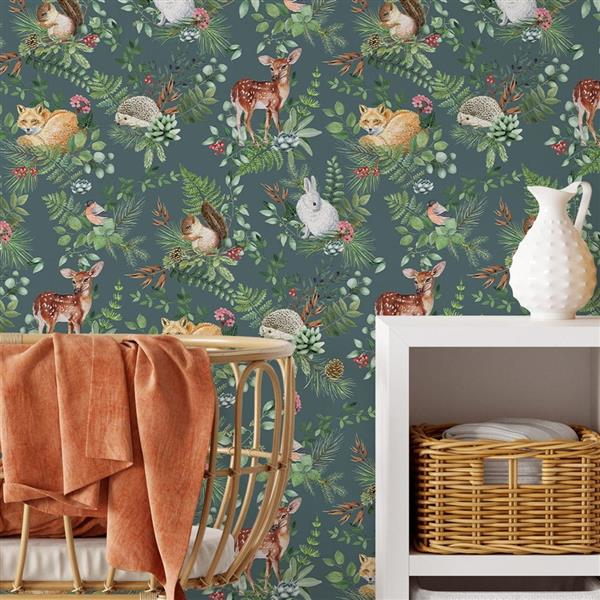 Grote foto behang woodland green 2 8 m rol woodland 53x280 cm kinderen en baby complete kinderkamers