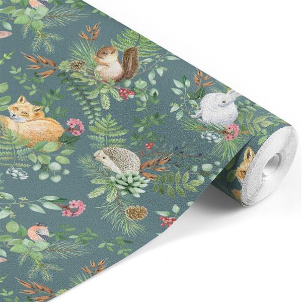 Grote foto behang woodland green 2 8 m rol woodland 53x280 cm kinderen en baby complete kinderkamers