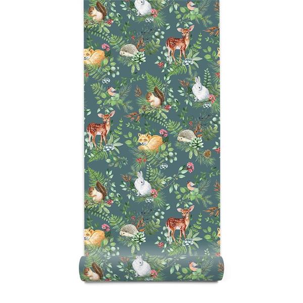 Grote foto behang woodland green 2 8 m rol woodland 53x280 cm kinderen en baby complete kinderkamers