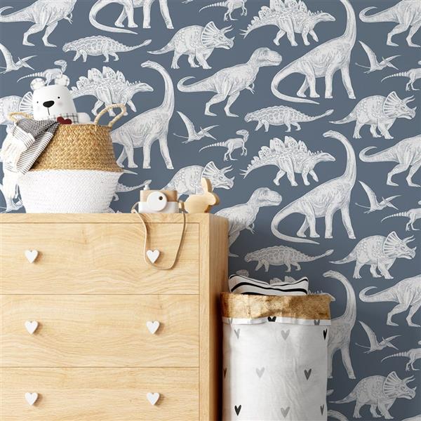 Grote foto behang dino blue 2 8 m rol dino blue 2 8 m kinderen en baby complete kinderkamers
