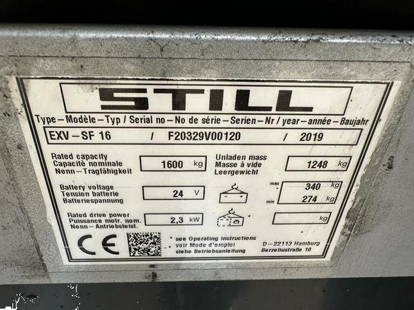 Grote foto vs 21803 elektrische triplex stapelaar still exv sf16 4.266mm bj2019 doe het zelf en verbouw hefwerktuigen