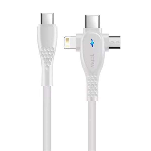 Grote foto 3 in 1 usb c oplaadkabel iphone lightning usb c micro usb 1.5 meter oplader data kabel wit telecommunicatie opladers en autoladers