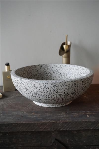 Grote foto waskom terrazzo zwart wit 40 x h15 cm huis en inrichting complete badkamers