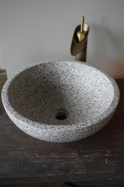 Grote foto waskom terrazzo zwart wit 40 x h15 cm huis en inrichting complete badkamers