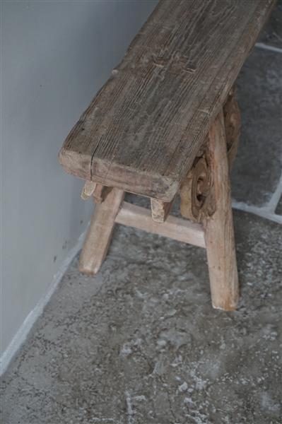 Grote foto bankje chinees oud hout krulpoten houtsnijwerk 3 huis en inrichting bankstellen
