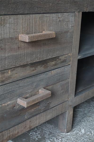 Grote foto tv meubel driftwood 4 lades b160xh60xd50 cm huis en inrichting woningdecoratie