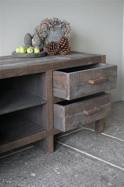 Grote foto tv meubel driftwood 4 lades b160xh60xd50 cm huis en inrichting woningdecoratie