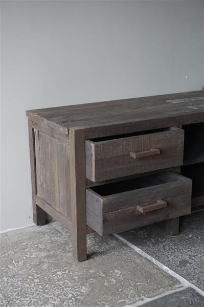 Grote foto tv meubel driftwood 4 lades b160xh60xd50 cm huis en inrichting woningdecoratie