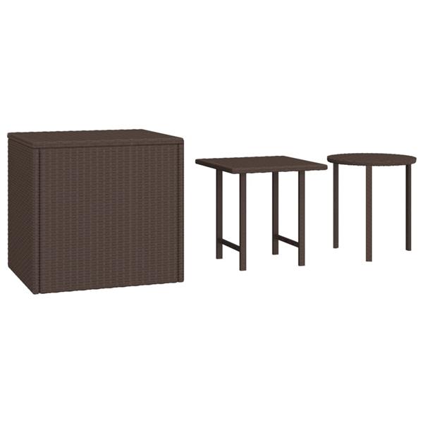 Grote foto vidaxl tuinbijzettafels 3 st poly rattan bruin tuin en terras tuinmeubelen