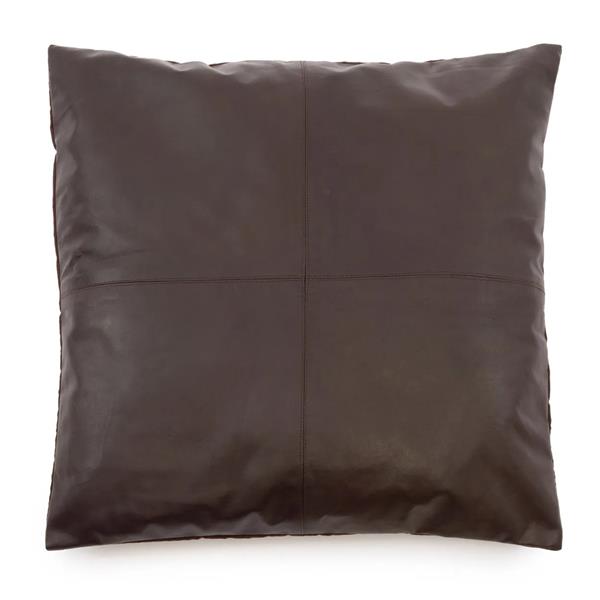 Grote foto de four panel leather kussenhoes chocolade 60x60 huis en inrichting woningdecoratie
