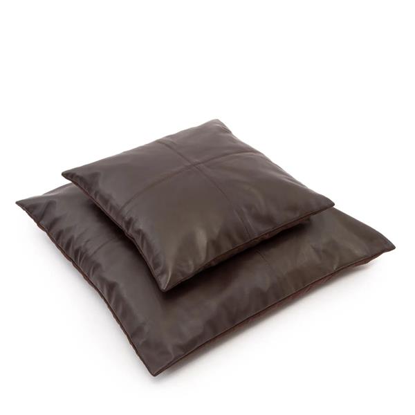 Grote foto de four panel leather kussenhoes chocolade 60x60 huis en inrichting woningdecoratie