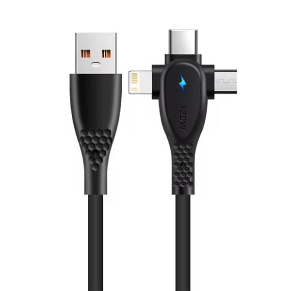 Grote foto 3 in 1 usb oplaadkabel iphone lightning usb c micro usb 1.5 meter oplader data kabel zwart telecommunicatie opladers en autoladers