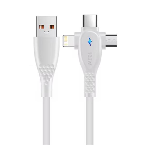 Grote foto 3 in 1 usb oplaadkabel iphone lightning usb c micro usb 1.5 meter oplader data kabel wit telecommunicatie opladers en autoladers