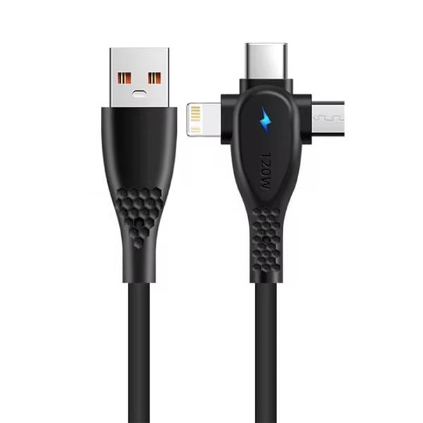 Grote foto 3 in 1 usb oplaadkabel iphone lightning usb c micro usb 1.5 meter oplader data kabel zwart telecommunicatie opladers en autoladers