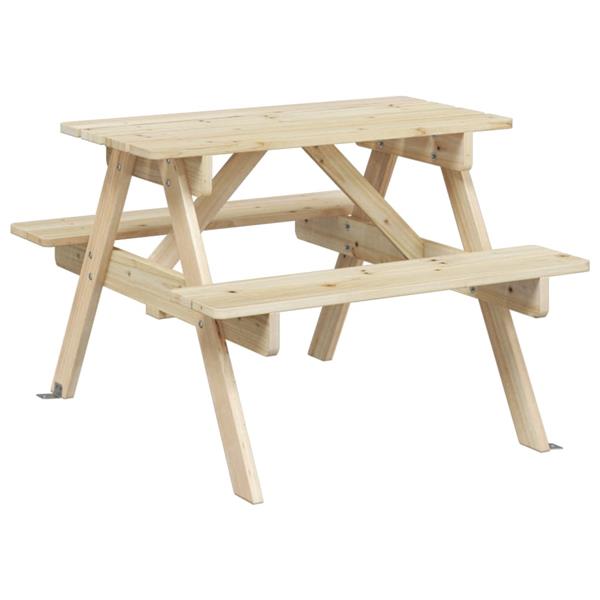 Grote foto vidaxl picknicktafel voor 4 kinderen met parasolgat massief vurenhout tuin en terras tuinmeubelen