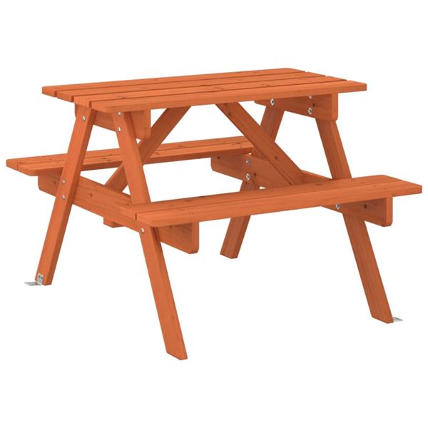 Grote foto vidaxl picknicktafel voor 4 kinderen met parasolgat massief vurenhout tuin en terras tuinmeubelen