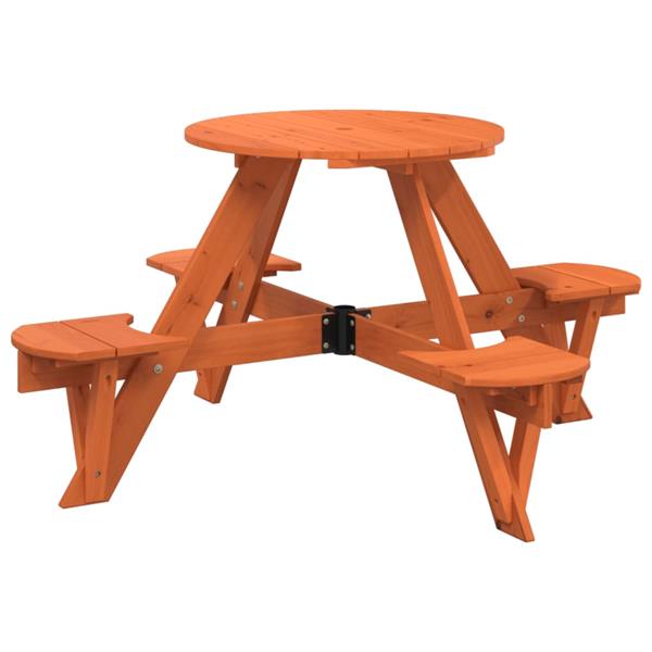 Grote foto vidaxl picknicktafel voor 4 kinderen met parasolgat rond vurenhout tuin en terras tuinmeubelen