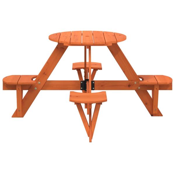 Grote foto vidaxl picknicktafel voor 4 kinderen met parasolgat rond vurenhout tuin en terras tuinmeubelen