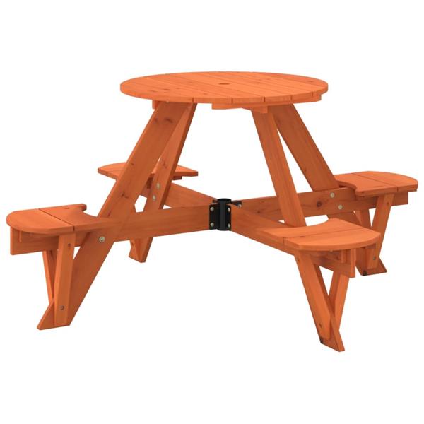 Grote foto vidaxl picknicktafel voor 4 kinderen met parasolgat rond vurenhout tuin en terras tuinmeubelen