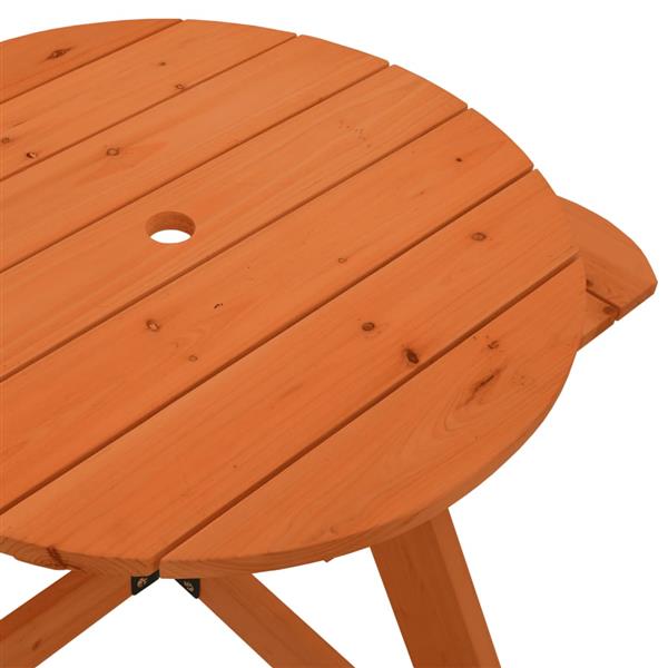 Grote foto vidaxl picknicktafel voor 4 kinderen met parasolgat rond vurenhout tuin en terras tuinmeubelen