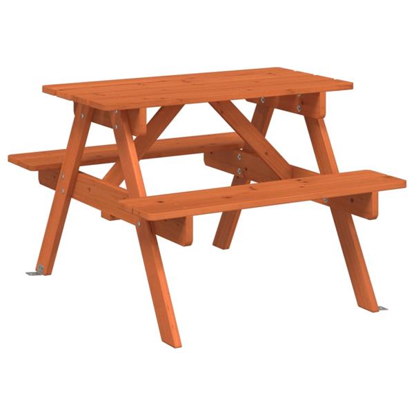 Grote foto vidaxl picknicktafel voor 4 kinderen met parasolgat massief vurenhout tuin en terras tuinmeubelen
