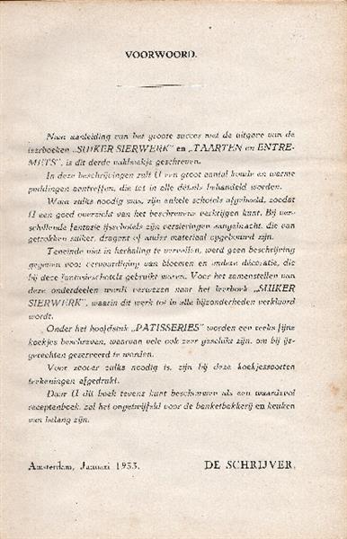 Grote foto puddingen ijsgerechten patisseries 1933 1e druk boeken kookboeken