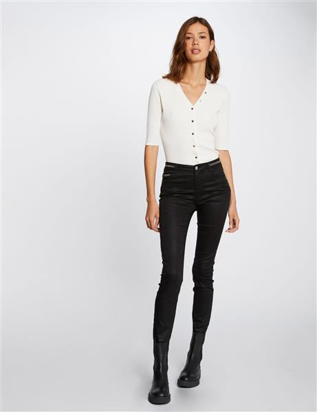 Grote foto slim trousers with wet effect 212 palona black kleding dames broeken en pantalons