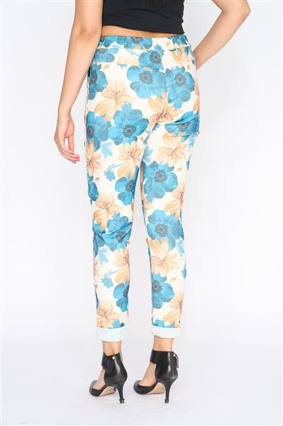 Grote foto dames skinny broek artflow met bloemenprint 21078 kleding dames broeken en pantalons