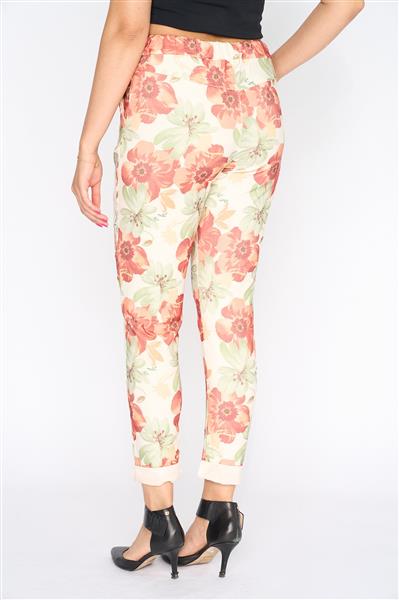 Grote foto dames skinny broek artflow met bloemenprint 21078 kleding dames broeken en pantalons