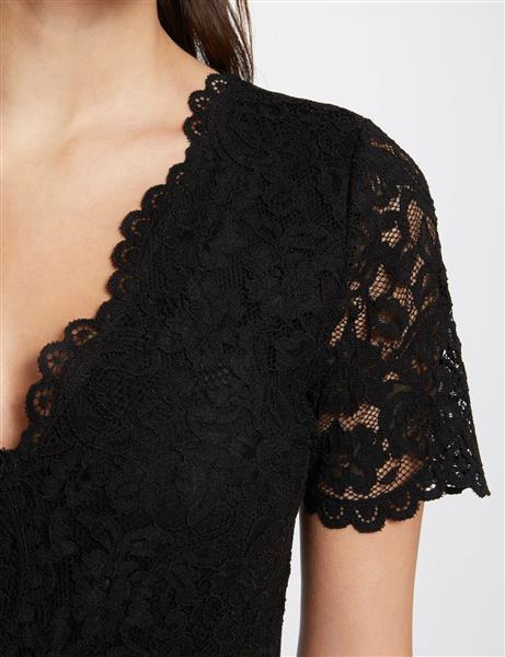 Grote foto short sleeved lace body 242 dria black kleding dames t shirts