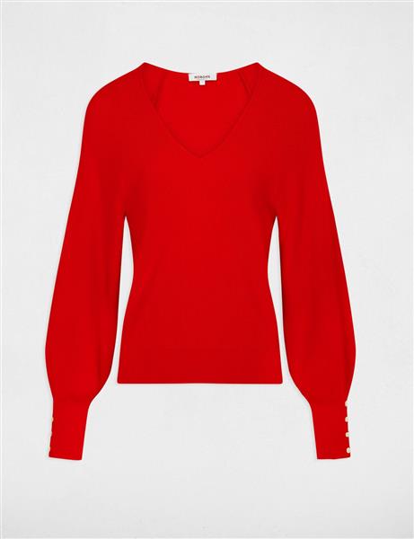 Grote foto long sleeved jumper v neck 242 mpanda red kleding dames overige kledingstukken