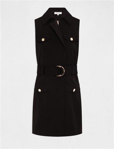 Grote foto waisted zipped and belted dress 232 rafik black kleding dames overige kledingstukken