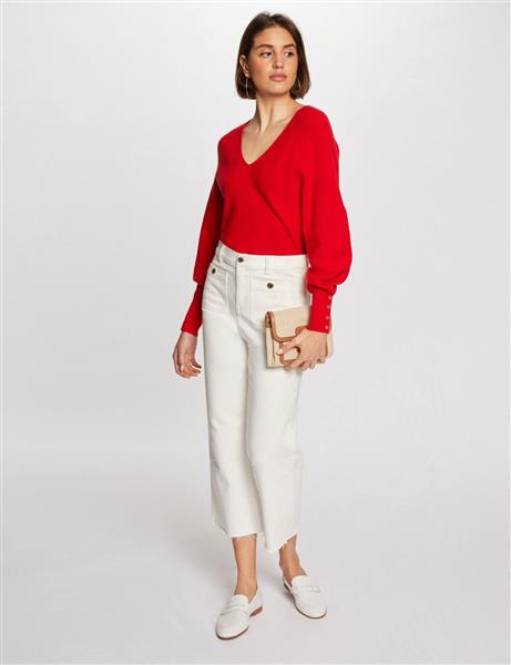 Grote foto long sleeved jumper v neck 242 mpanda red kleding dames overige kledingstukken