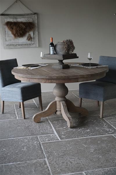 Grote foto eetkamertafel rond 140 x h80 cm bruin huis en inrichting woningdecoratie