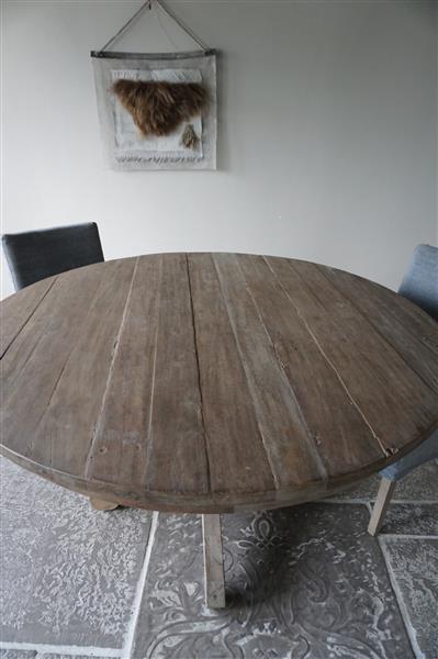 Grote foto eetkamertafel rond 140 x h80 cm bruin huis en inrichting woningdecoratie