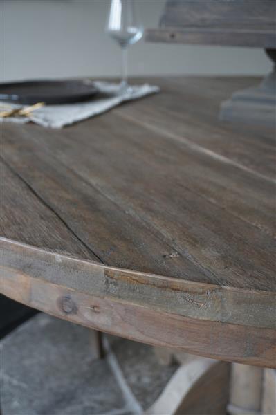 Grote foto eetkamertafel rond 140 x h80 cm bruin huis en inrichting woningdecoratie
