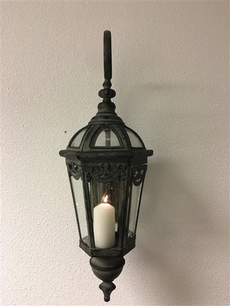 Grote foto wandlantaarn met muurbeugel gemaakt van metaal zeer sfeervol huis en inrichting woningdecoratie