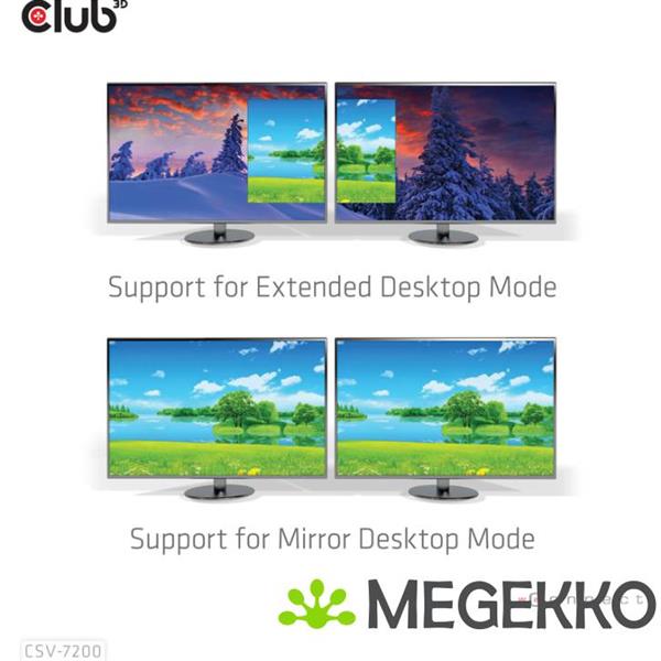 Grote foto club3d csv 7200 video splitter displayport 2x displayport computers en software overige computers en software