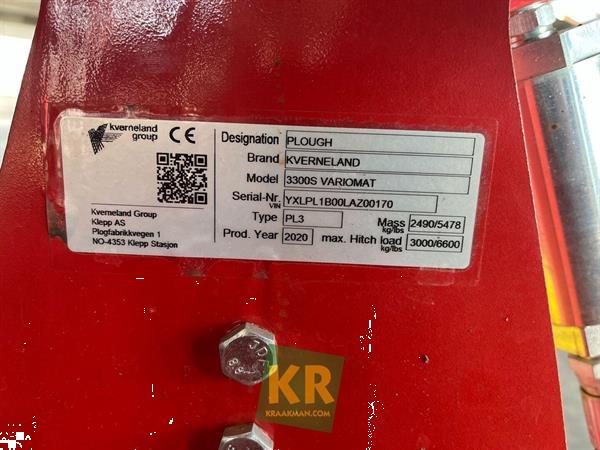 Grote foto kverneland 3300s variomat 20949 agrarisch ploegen