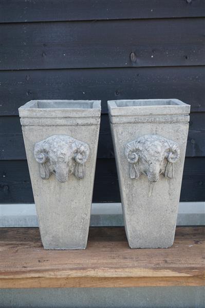 Grote foto pot bloembak beton ramskop h30 x b17 cm huis en inrichting woningdecoratie