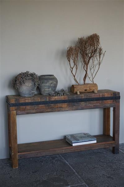 Grote foto hakblok kookeiland oud teak h78 x b130 x d30 cm huis en inrichting woningdecoratie