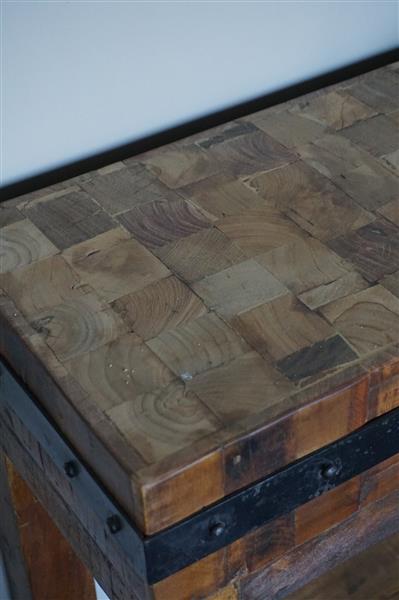 Grote foto hakblok kookeiland oud teak h78 x b130 x d30 cm huis en inrichting woningdecoratie