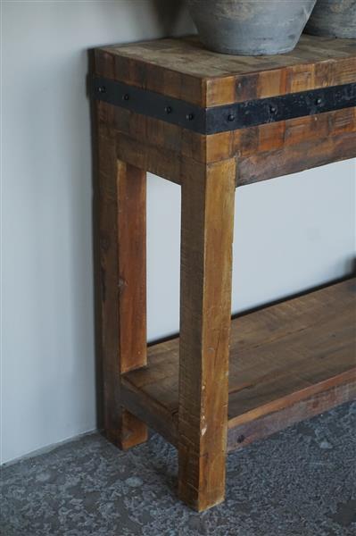 Grote foto hakblok kookeiland oud teak h78 x b130 x d30 cm huis en inrichting woningdecoratie