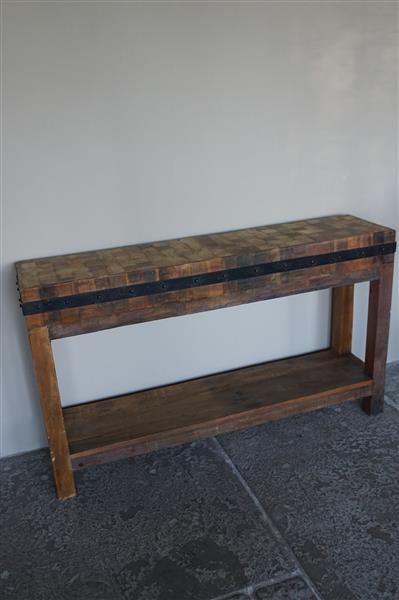 Grote foto hakblok kookeiland oud teak h78 x b130 x d30 cm huis en inrichting woningdecoratie