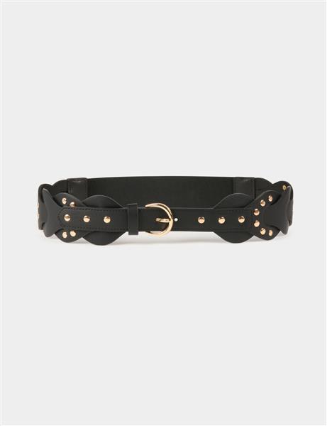 Grote foto elasticised belt with studs 242 3maro bruin kleding dames riemen