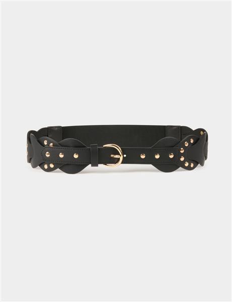 Grote foto elasticised belt with studs 242 3maro bruin kleding dames riemen