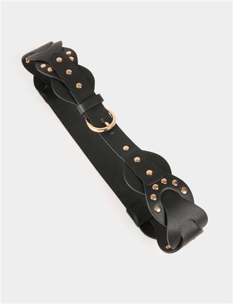 Grote foto elasticised belt with studs 242 3maro bruin kleding dames riemen