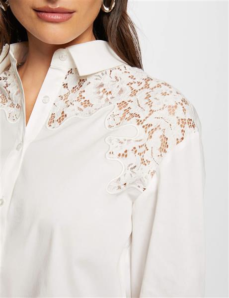Grote foto shirt met lange mouwen 242 cgrap ecru kleding dames blouses