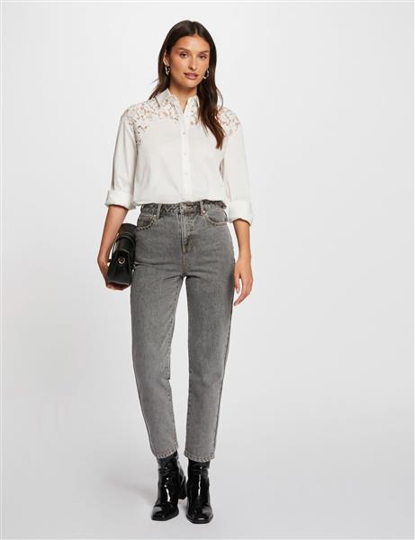 Grote foto shirt met lange mouwen 242 cgrap ecru kleding dames blouses